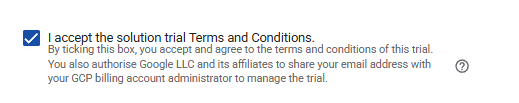 Free trial terms and conditions checkbox ticked on the 9Router GCP Marketplace deployment form